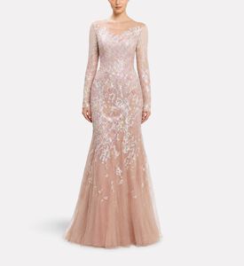 Michael Cinco Illusion Lace-embroidered Evening Gown, Model View