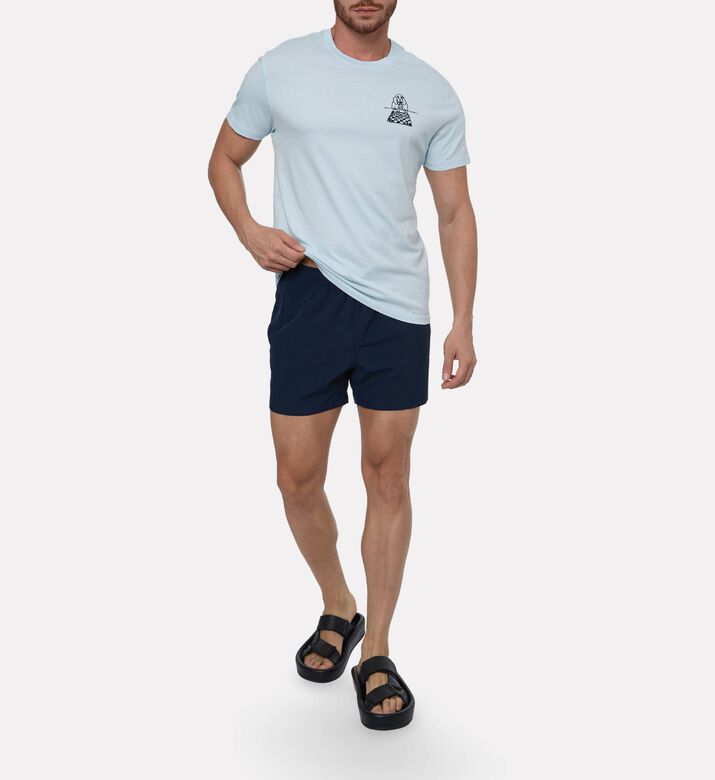 Galeries Lafayette Drawstring Waist Swim Shorts, Blue, S, Model View