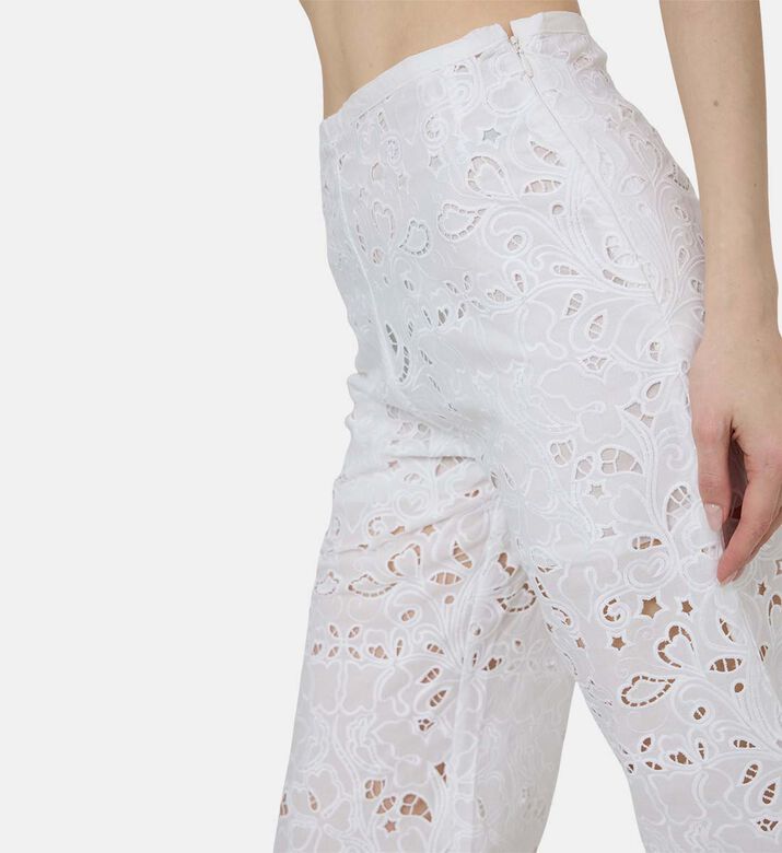 بنطال دانتيل بنقشة عريض الساقين