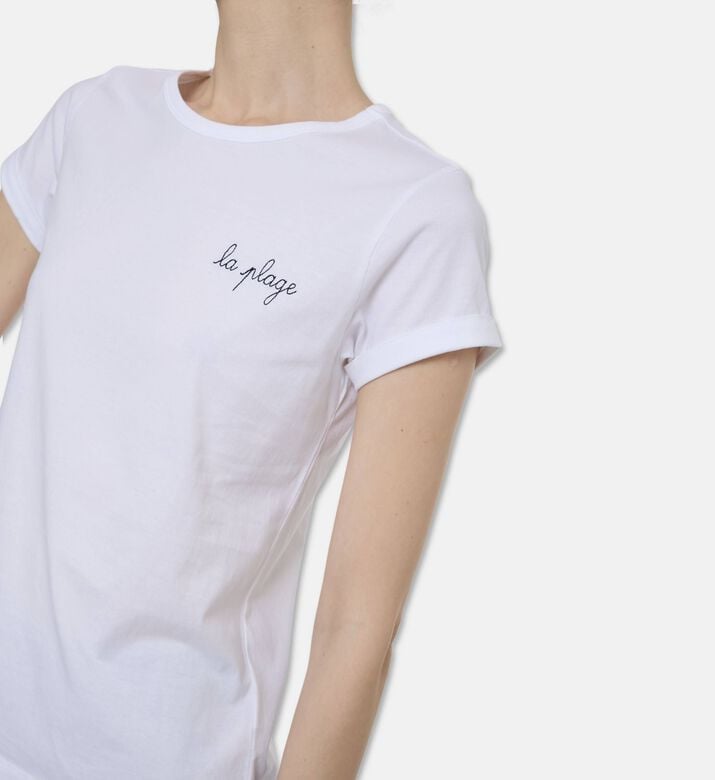 Maison Labiche Cuffed Sleeve Script T-shirt, Model View