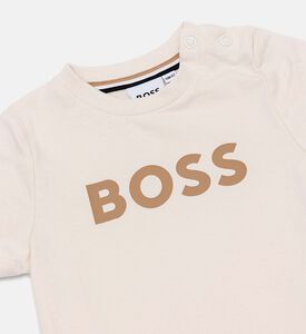 Boss Matte Contrasting Logo-print T-shirt, Beige, 6m, Packshot View