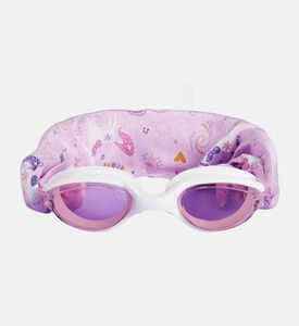 نظارة سباحة بيضاء للأطفال بشريط ناعم مزينة بأحادي القرن السحري