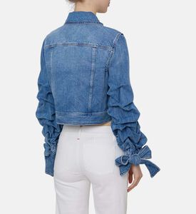 جاكيت تيف دنيم قصير بأكمام مكشكشة