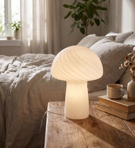 Cozy Glass Mushroom-shaped Table Lamp, White, 18.5-cm, Packshot View