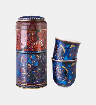 Kashmir 2-coffee Cups Tin Box Set