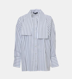 قميص بطيات غير متماثل مخطط