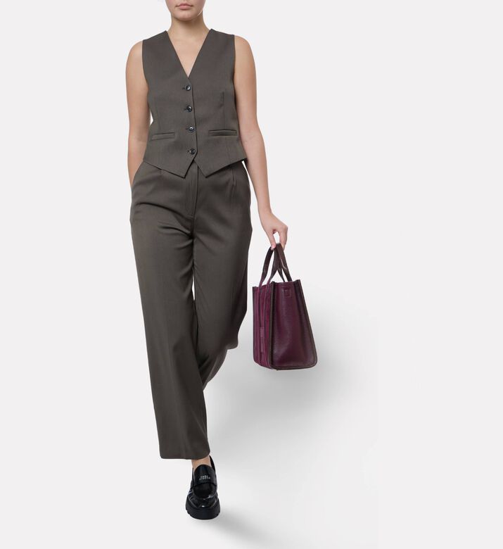 Samsoe Sleeveless V-neck Vest, Dark-green, S, Model View