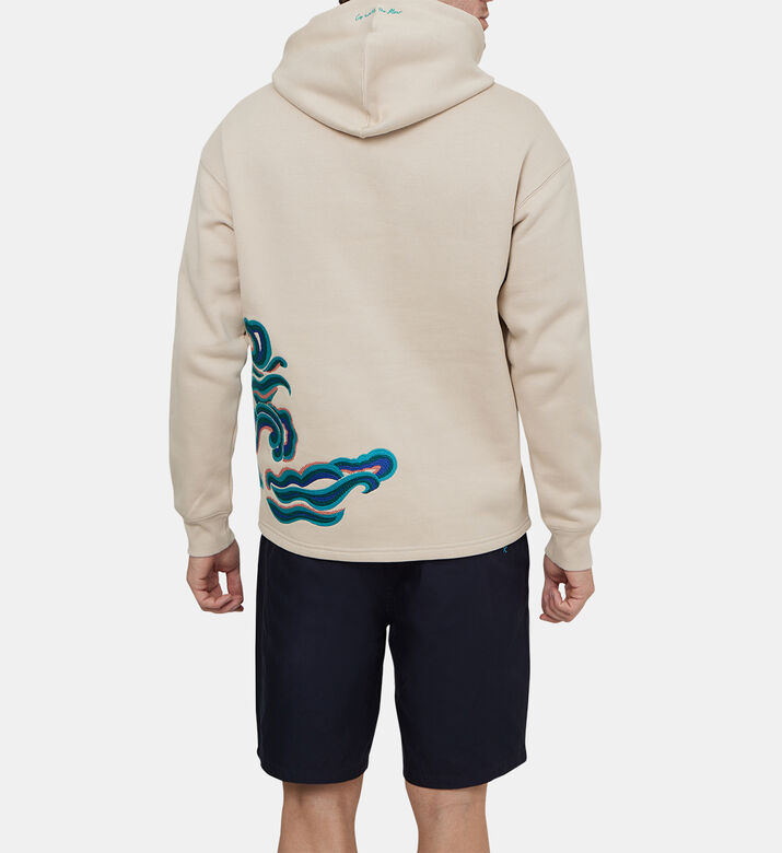 هودي قطن مطرز بموجة