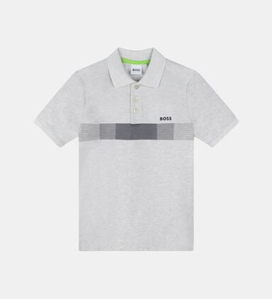 Cotton Pique Logo Stripes Polo Shirt