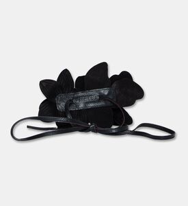 Hereu Corola Leather Floral Tie Handle, Black, Packshot View