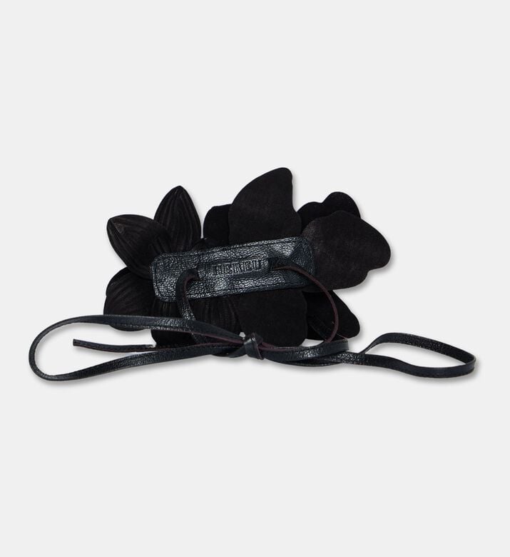 Hereu Corola Leather Floral Tie Handle, Black, Packshot View
