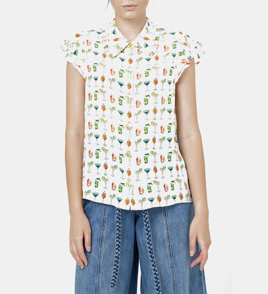 Silk All-over Print Sleeveless Shirt