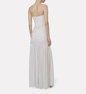 Nensi Dojaka Ruffled Chiffon Skirt Bustier Gown, Model View