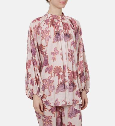 High-neck Printed Blouse