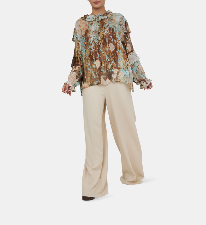 Marble Printed Ruffled Shirt Marble Printed Ruffled Shirt