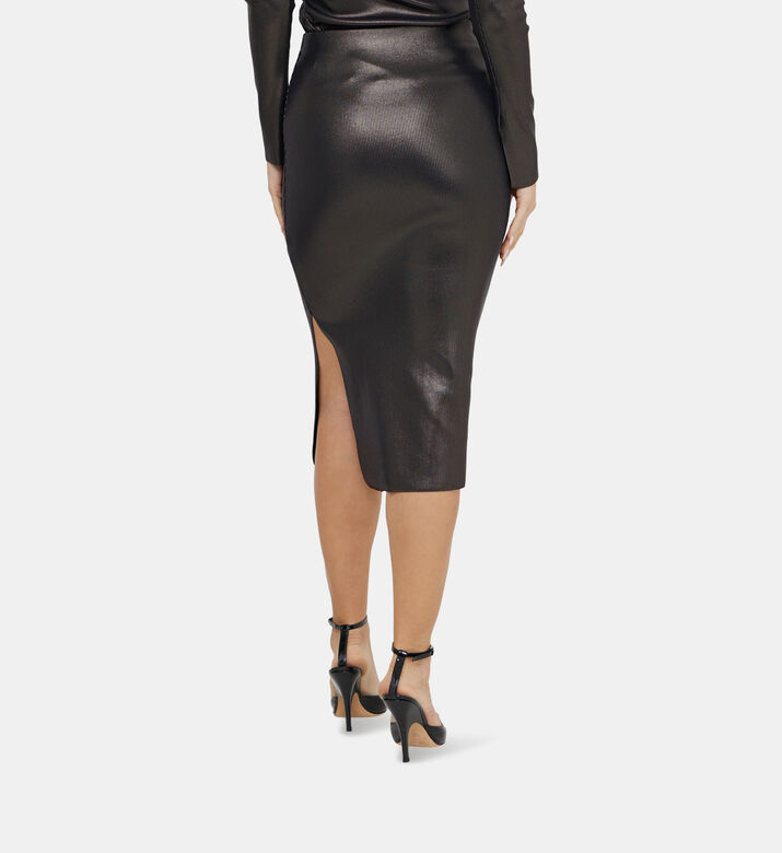 تنورة لوكس ضيق بمظهر ميتاليكي