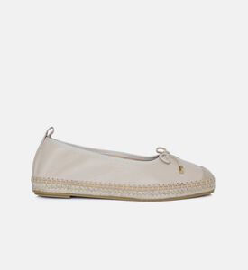 Beige Leather Espadrille Ballet Flats