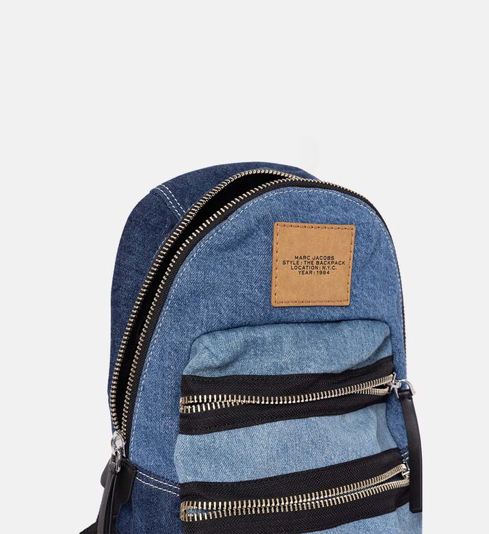 The Biker Colorblock Denim Medium Backpack