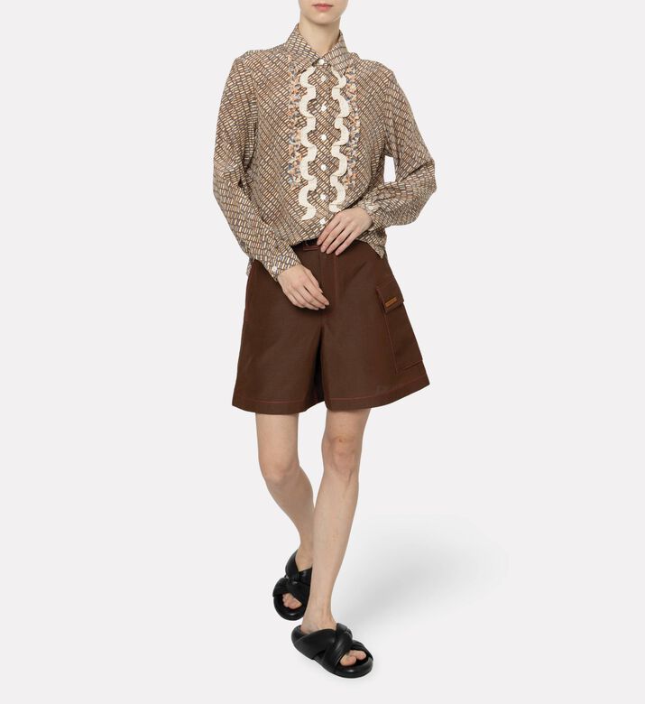 Marni Geometric-print Long-sleeve Shirt, Multicolor, 42, Model View