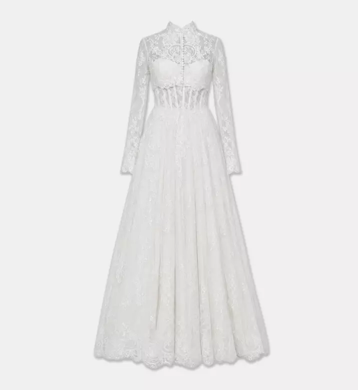 L Atelier Du Luxe Chantilly Lace Long-sleeve Gown, Packshot View