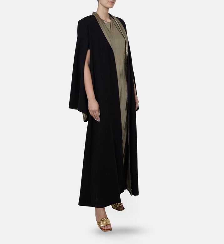 I Am The Company Iman Metallic Gold Collar Abaya, Model View