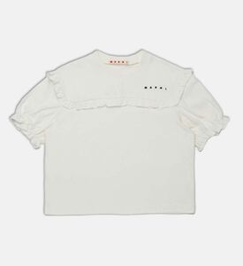 تيشيرت قصير الأكمام بياقة مكشكشة