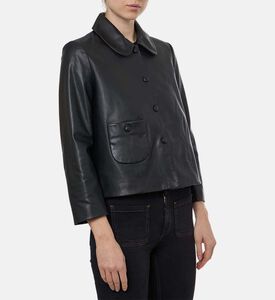 Leather Front Patch Pocket Long-sleeve Jacket