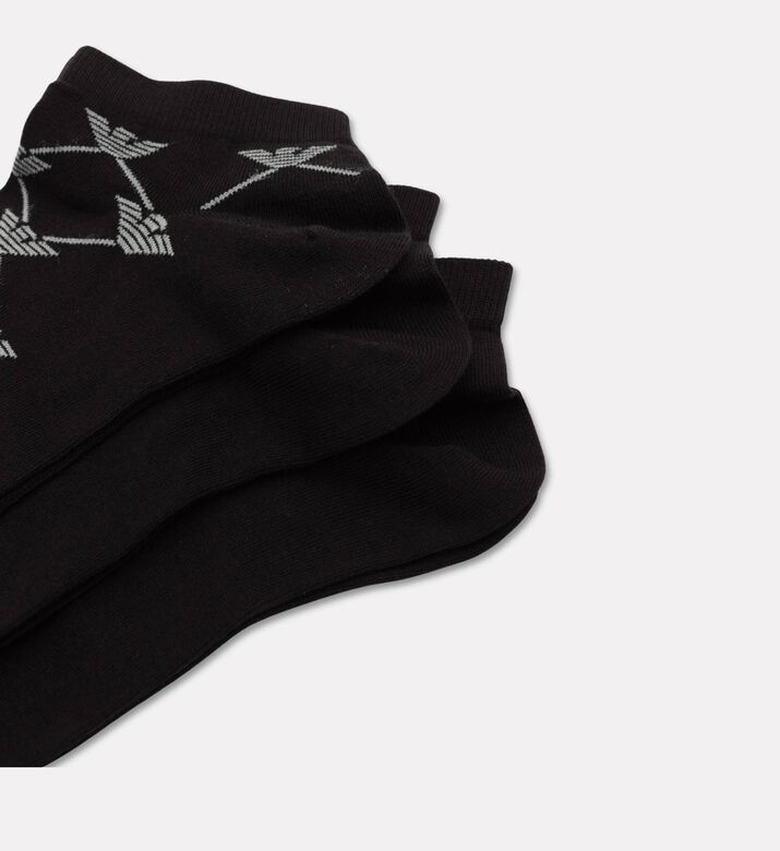 Emporio Armani Logo-print Ankle-cut 3-pack Socks Set, Black, L-xl, Packshot View