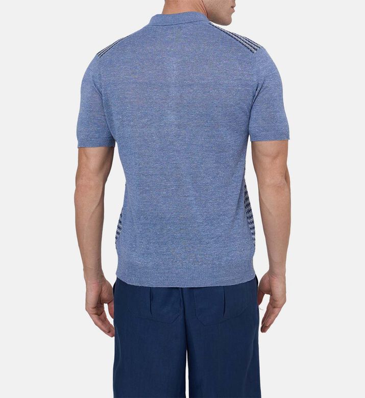 قميص بولو محبوك بنسيج مزخرف