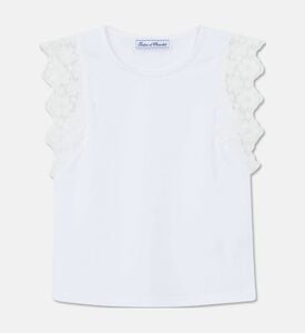 Tartine et Chocolat Lace-trim Cap Sleeves T-shirt, White, 8y, Packshot View