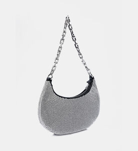 حقيبة صغيرة بأحجار راين وتصميم مقوس