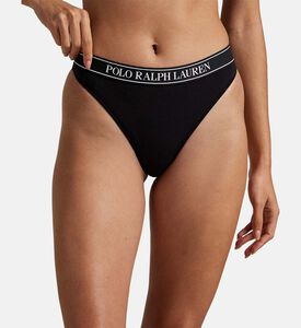 Polo by Ralph Lauren Logo-waistband Mid-rise Thong, Black, L, Model View