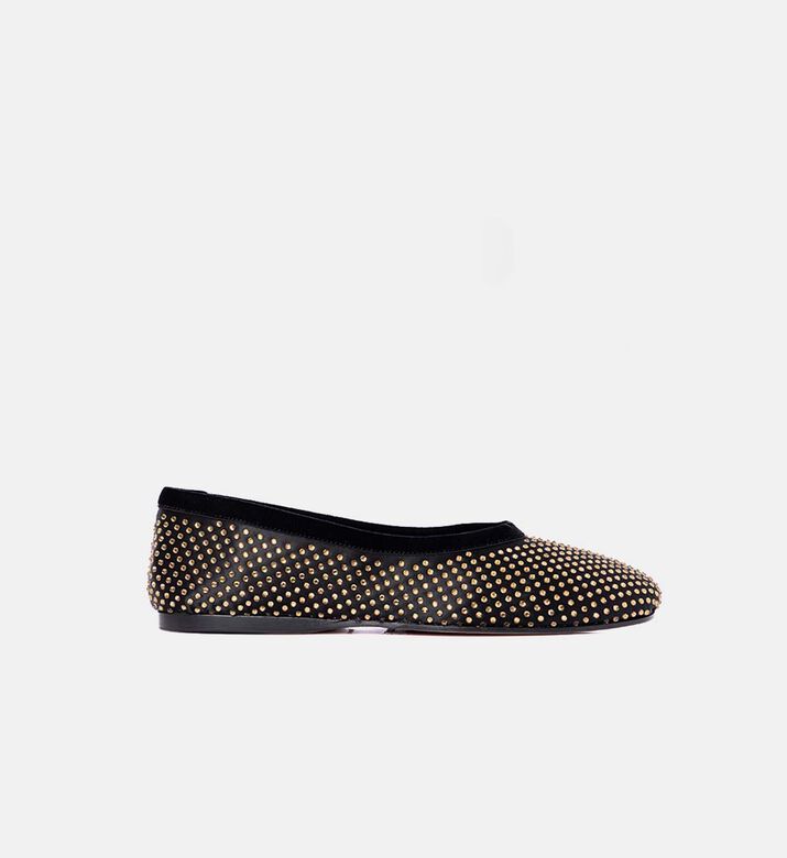 Satin Rhinestone Ballet Flats