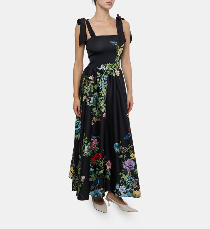 Floral-print Sleeveless Flared Dress