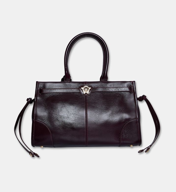 Manc Leather Structured Top-handle Bag, Burgundy, Packshot View
