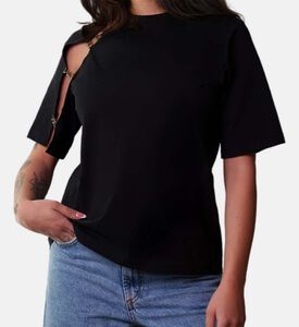 بلوزة باريس قصيرة الأكمام بفتحة كتف