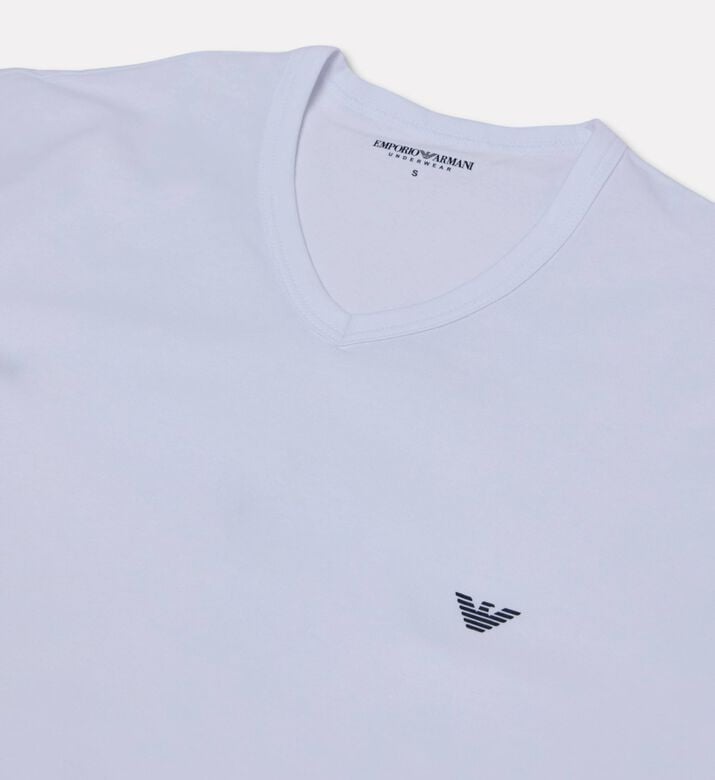 Emporio Armani Logo-detail 2-pack V-neck Short-sleeve T-shirts, White, Xxl, Packshot View