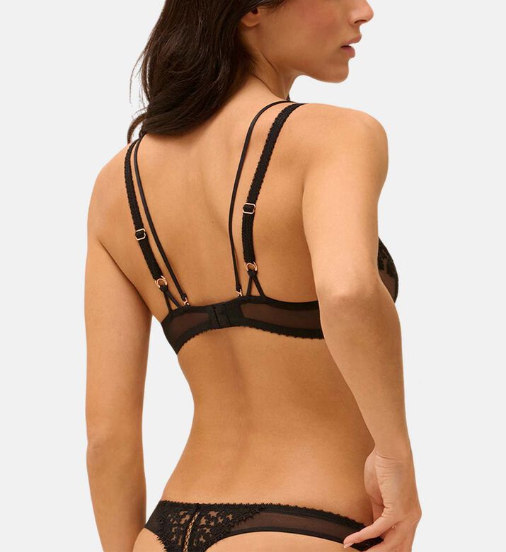 Sheer Floral Lace Front Ring Underwired Bra