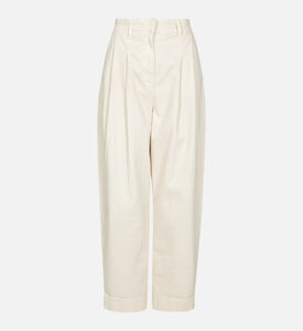 بنطال قطني فضفاض عالي الخصر