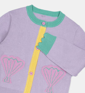 كارديجان قطن محبوك بحافة صدفية