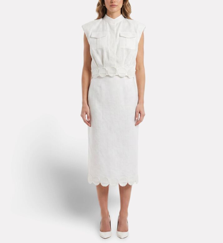 Savanna Skirt Linen, Grey, L, Model View