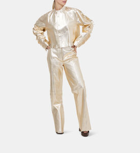 Fringed Leather Cropped Jacket