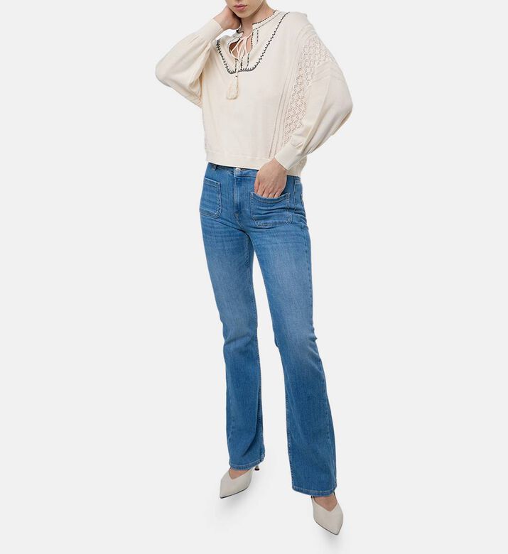 Ba and Sh Knit Embroidered Long-sleeve Blouse, Model View