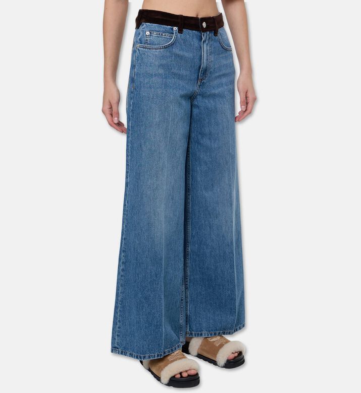 Marni Contrast Waistband Wide-leg Jeans, Model View