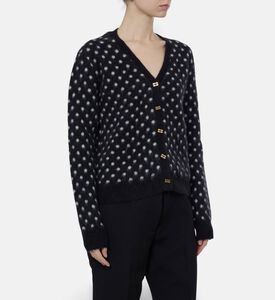 Ganni Gold-tone Buttons All-over Polka-dot Cardigan, Model View
