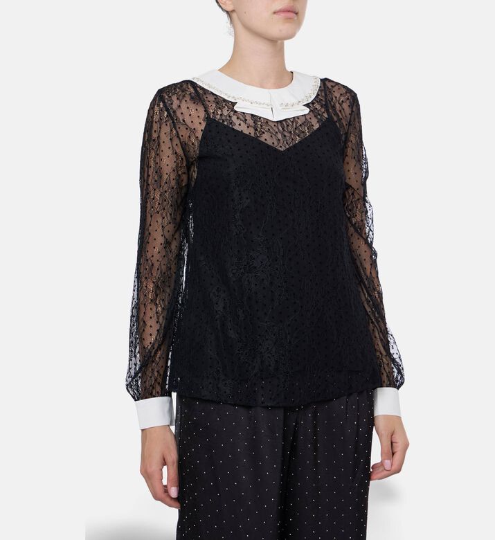 The Kooples Lace Detail Long-sleeve Top, Model View