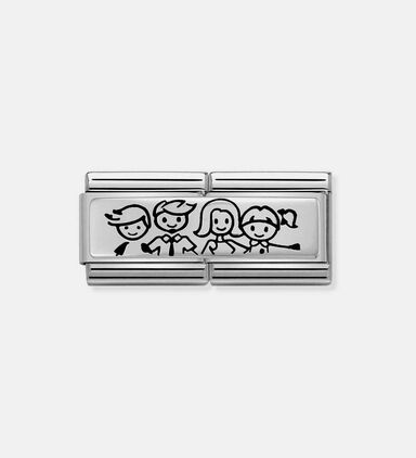 Composable Classic Silver Boy Girl Family Double Charm