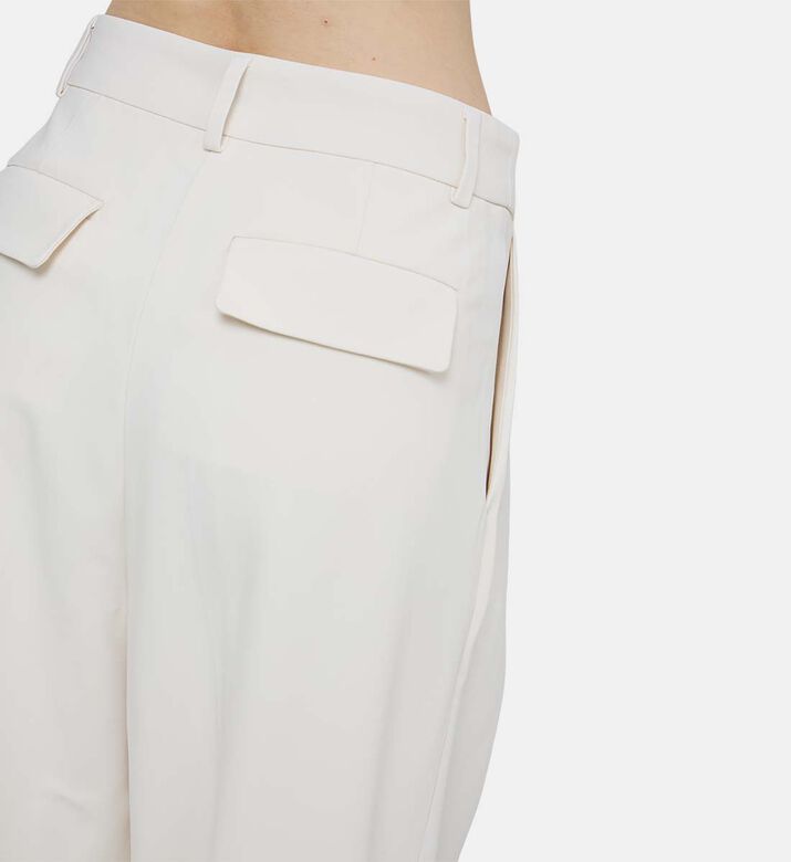 Pleated Cadi Wide-leg Trousers