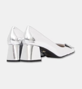Lola Cruiz Leather Mirror Med Heel Pumps, Silver, Eu-41, Packshot View