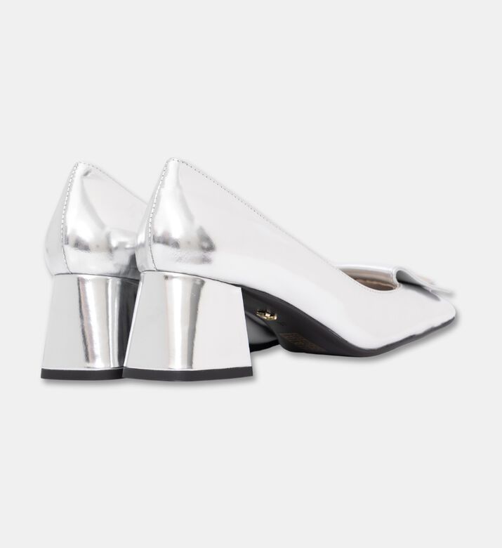Lola Cruiz Leather Mirror Med Heel Pumps, Silver, Eu-41, Packshot View